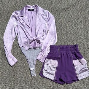 AKIRA Women's Purple Shorts Set